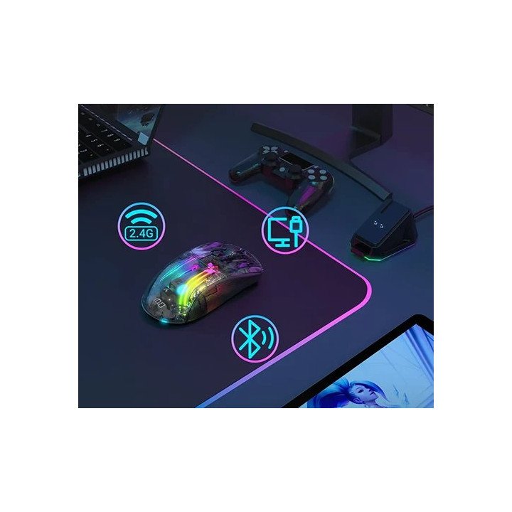 מציאון - עכבר גיימינג בלוטוס אלחוטי Attack Shark X2PRO –  שקוף כהה עם 
