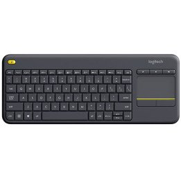 מקלדת אלחוטית עם משטח מגע לעכבר Logitech K400 Plus Touch - צבע שחור