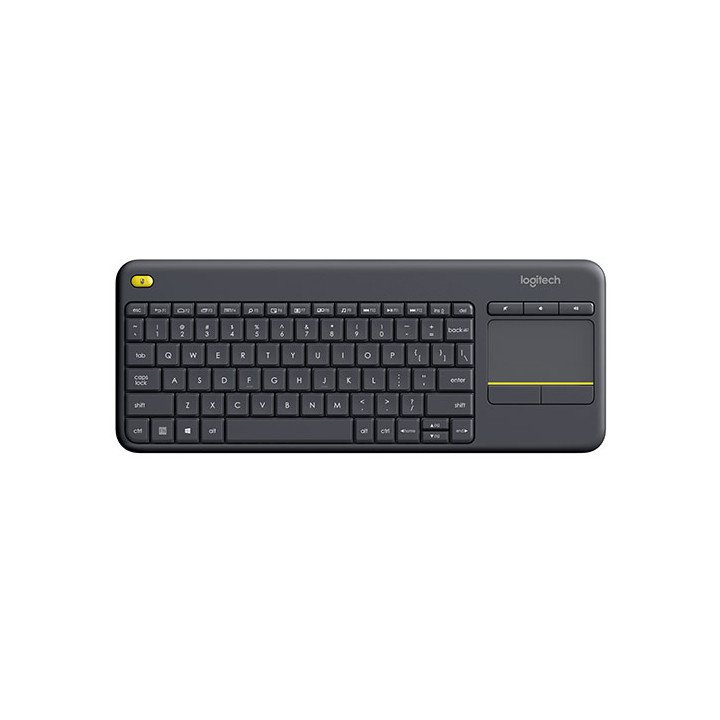 מקלדת אלחוטית עם משטח מגע לעכבר Logitech K400 Plus Touch - צבע שחור