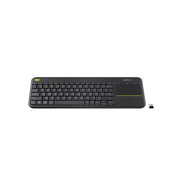 מקלדת אלחוטית עם משטח מגע לעכבר Logitech K400 Plus Touch - צבע שחור