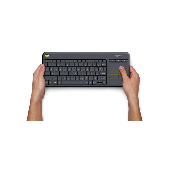 מקלדת אלחוטית עם משטח מגע לעכבר Logitech K400 Plus Touch - צבע שחור