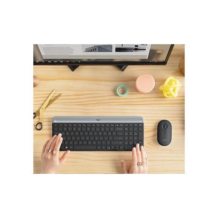 סט מקלדת ועכבר אלחוטיים לוג'יטק Logitech MK470 SLIM COMBO שחור גרפיט –