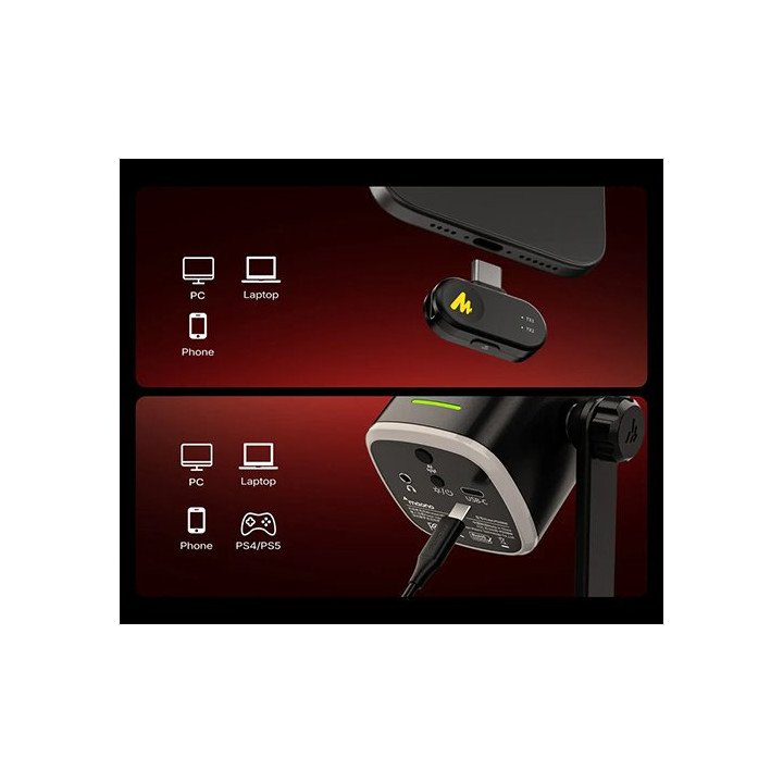 מיקרופון דינמי אלחוטי לפודקאסט Maono PD100W Wireless & USB Dynamic Mic