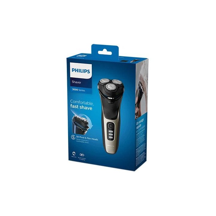 מכונת גילוח פיליפס PHILIPS Shaver 3000 Series S3230/52 לשימוש רטוב ויב