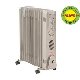 רדיאטור חימום 12 צלעות 2500W זקש אפור EF-12 עם מתקן לחות