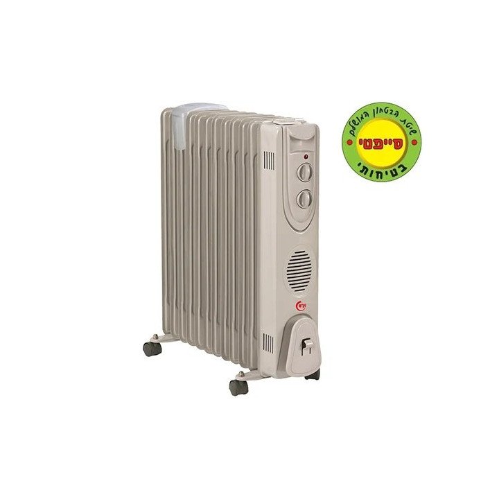 רדיאטור חימום 12 צלעות 2500W זקש אפור EF-12 עם מתקן לחות