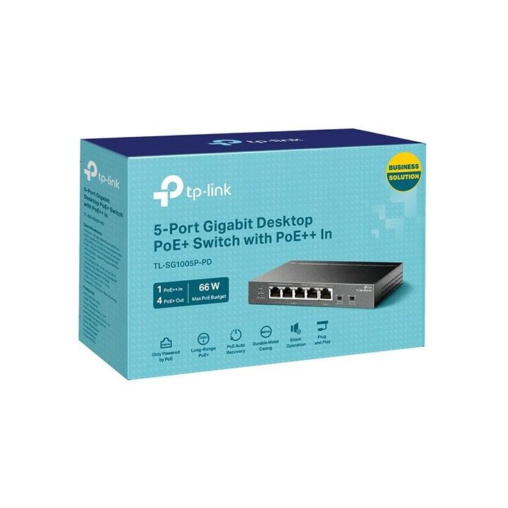 מתג רשת שולחני TP-Link TL-SG1005P-PD עם 5 פורטים Gigabit ו +PoE