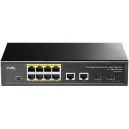 מתג לא מנוהל Cudy GS1010PS2 8-GbE PoE+ Switch – עם 2 חיבורי Uplink GbE