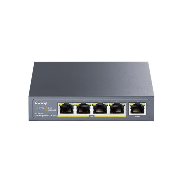 מתג לא מנוהל Cudy GS1005P 5-GbE PoE+ Switch – עם חיבורי Uplink GbE – ה