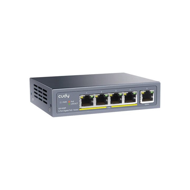 מתג לא מנוהל Cudy GS1005P 5-GbE PoE+ Switch – עם חיבורי Uplink GbE – ה
