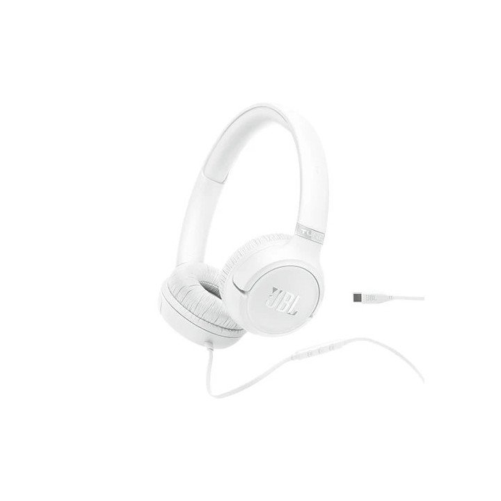 אוזניות JBL חוטיות Tune 530C USB-C בצבע לבן
