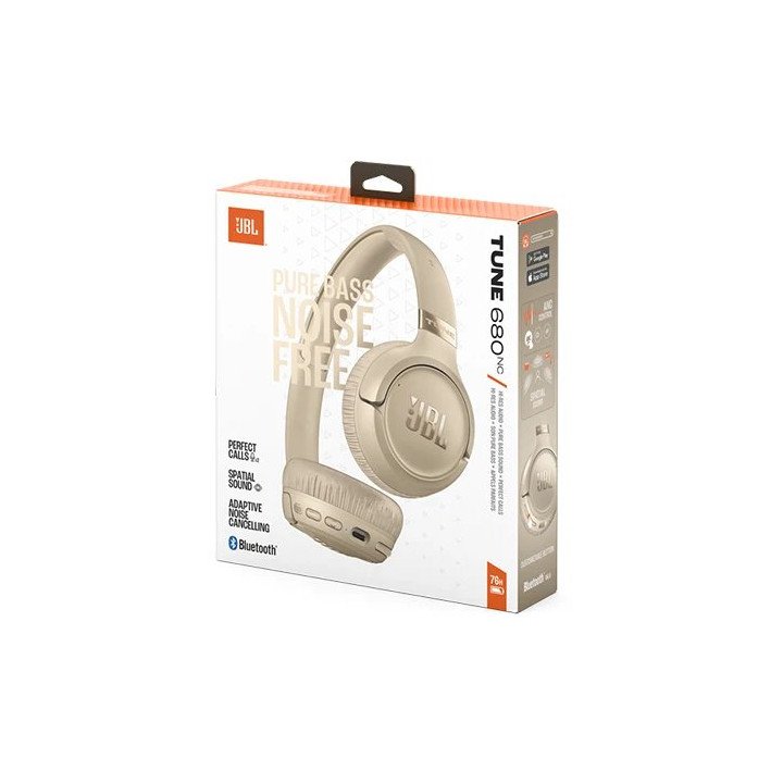 אוזניות JBL אלחוטיות Tune 680NC בצבע בז'