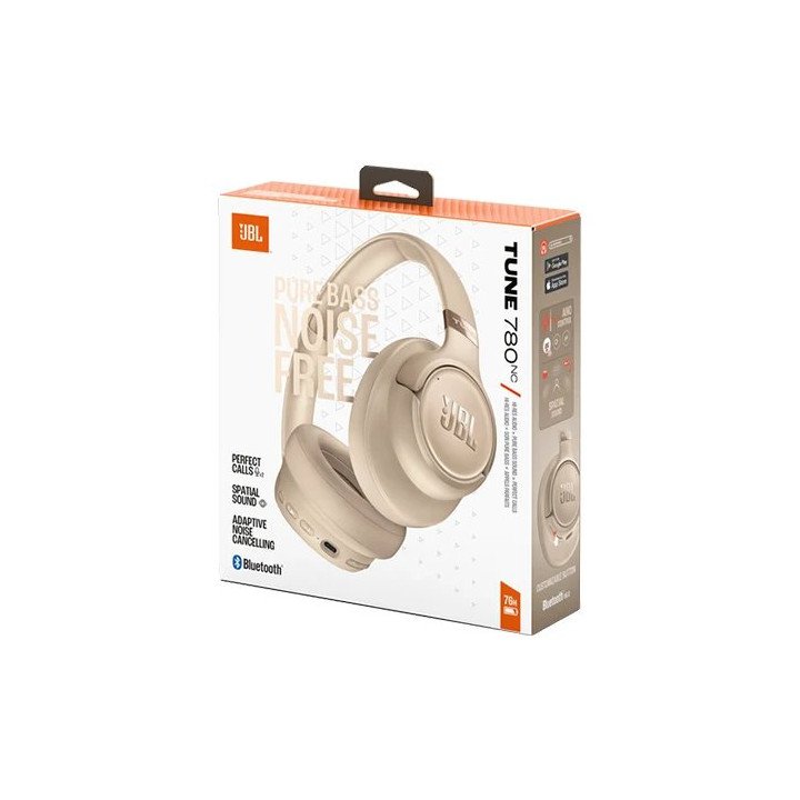 אוזניות JBL אלחוטיות Tune 780NC בצבע בז'