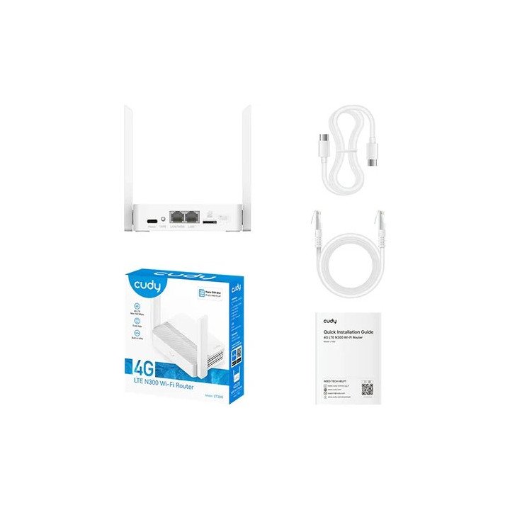 נתב אלחוטי משולב מודם סלולרי CUDY LT300 4G N300 Wi-Fi Router