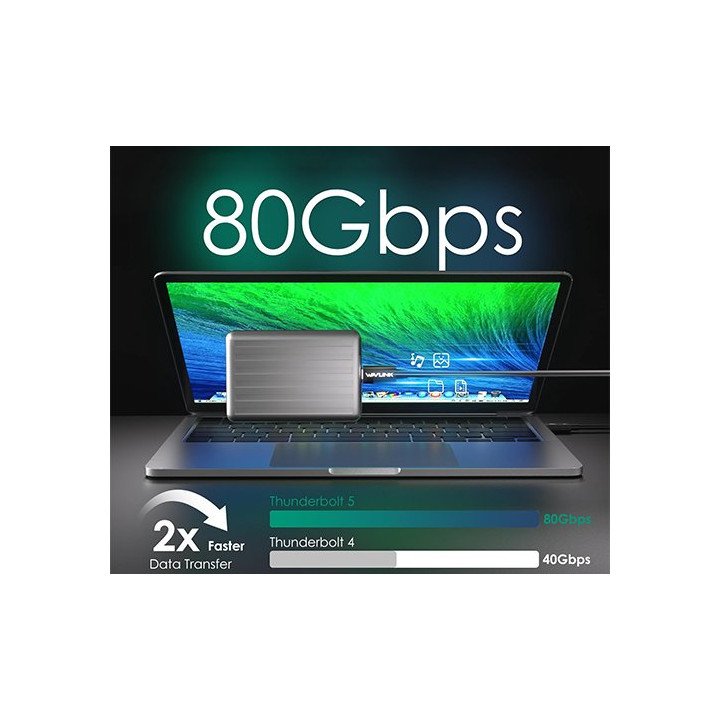 כבל 1 מטר (WAVLINK Thunderbolt 5 Cable (120GBP 240W – משלוח חינם