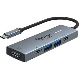 תחנת עגינה למחשב נייד Super Connect מחיבור USB Type-C לחיבורי HDMI + U