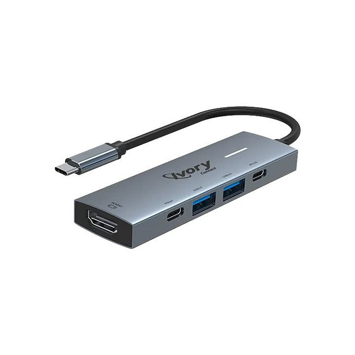 תחנת עגינה למחשב נייד Super Connect מחיבור USB Type-C לחיבורי HDMI + U