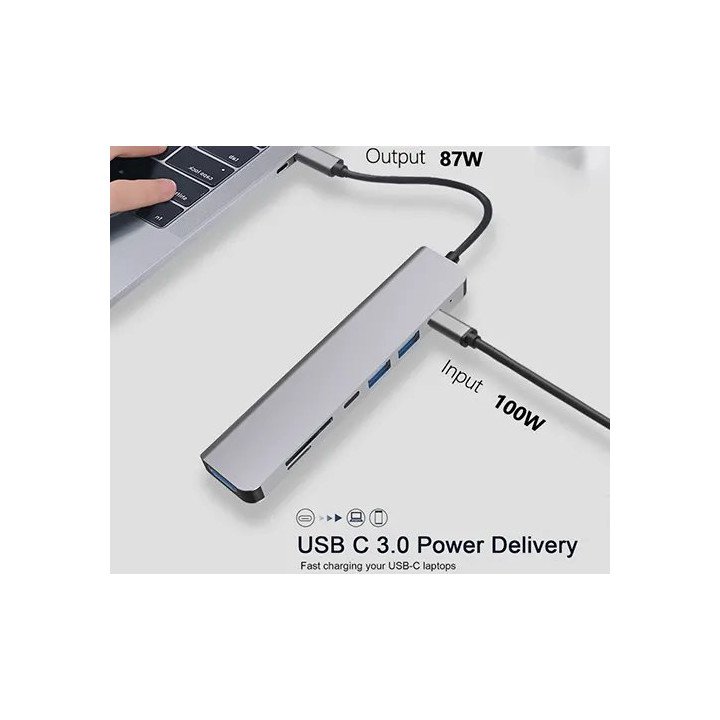 תחנת עגינה למחשב נייד ונייח חיבור USB Type-C, HDMI, USB 3.0x2, PD 3.0 