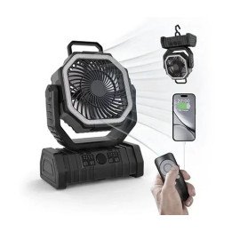 מציאון - מאוורר נטען לקמפינג עם סוללת 20000mAh, תאורת LED, שלט רחוק ופ