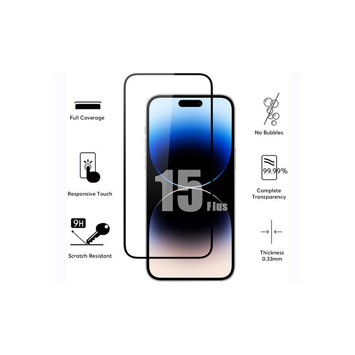 מגן מסך זכוכית iPhone 15 Plus Super Mobile בגודל