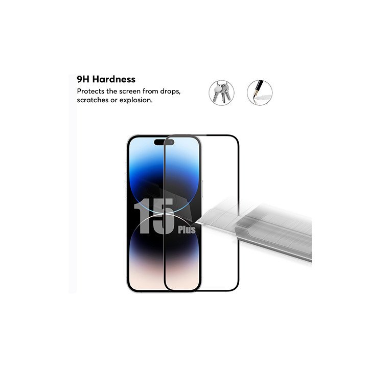 מגן מסך זכוכית iPhone 15 Plus Super Mobile בגודל