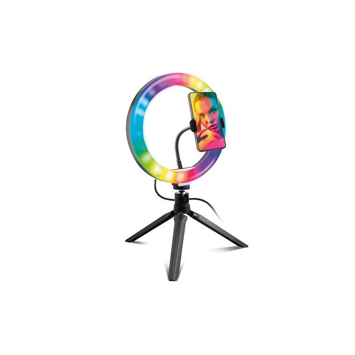 רינג לייט שולחני 10 אינץ' עם חצובה ותאורת RGB מבית Super Mobile