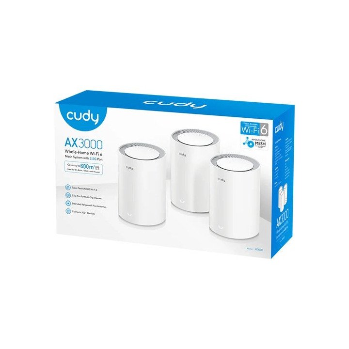 ראוטר מגדיל טווח Cudy M3000 AX3000 2.5G Dual Band Wi-Fi 6 Mesh System 