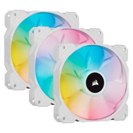 3 מאווררים למארז 12 ס''מ Corsair iCUE SP120 RGB ELITE בצבע לבן