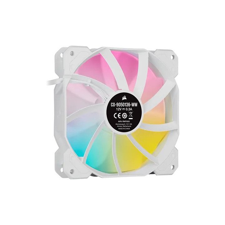 3 מאווררים למארז 12 ס''מ Corsair iCUE SP120 RGB ELITE בצבע לבן