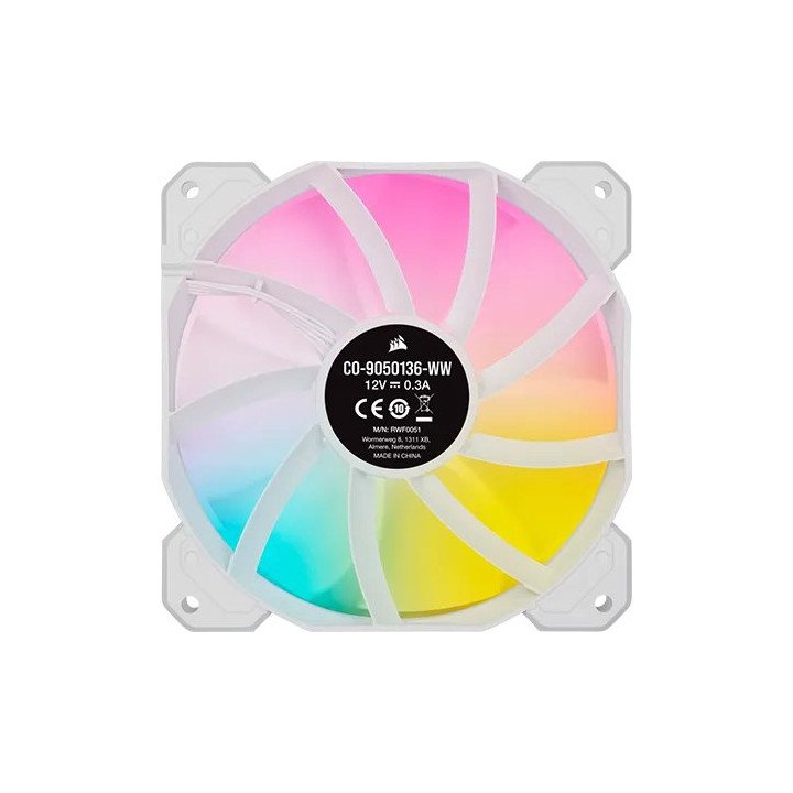 3 מאווררים למארז 12 ס''מ Corsair iCUE SP120 RGB ELITE בצבע לבן