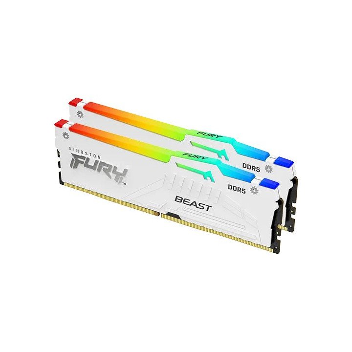 זכרון למחשב Kingston FURY Beast DDR5 White RGB 5200MHz 2x16GB KF552C40