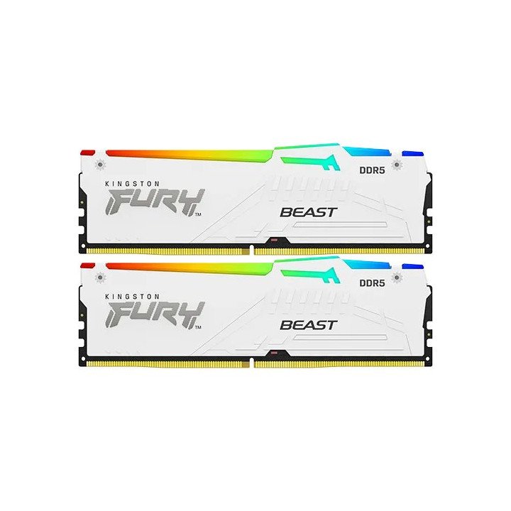 זכרון למחשב Kingston FURY Beast DDR5 White RGB 5200MHz 2x16GB KF552C40
