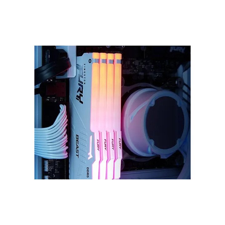 זכרון למחשב Kingston FURY Beast DDR5 White RGB 5200MHz 2x16GB KF552C40