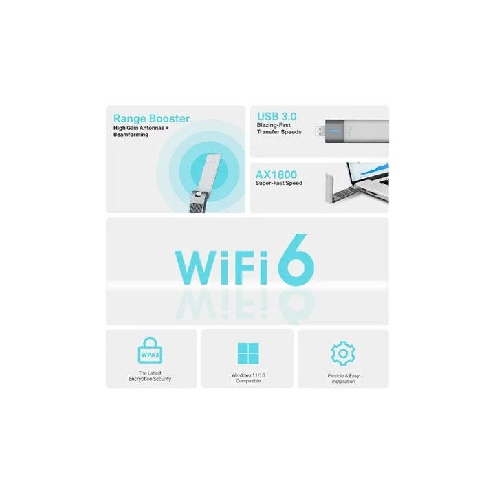 מתאם רשת אלחוטי ‏TP-Link Archer TX20UH Wi-Fi 6 AX1800‎ USB