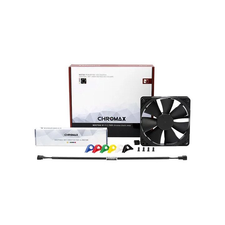 מאוורר למארז 12 ס"מ Noctua NF-F12 chromax.black.swap PWM בצבע שחור עם 