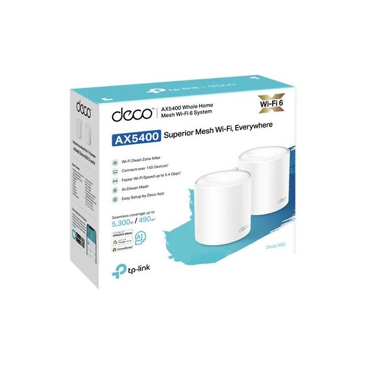 ראוטר מגדיל טווח Tp-Link Deco X60 V3.2 AX5400 Whole Home Mesh Wi-Fi 6 