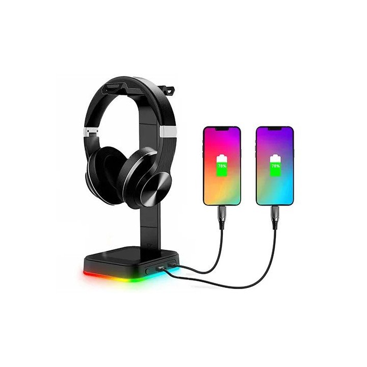 מעמד לאוזניות Super Gaming Headset Stand ST2 RGB כולל תצוגה צבעונית