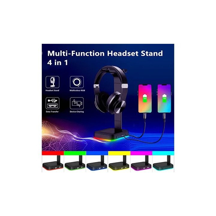 מעמד לאוזניות Super Gaming Headset Stand ST2 RGB כולל תצוגה צבעונית