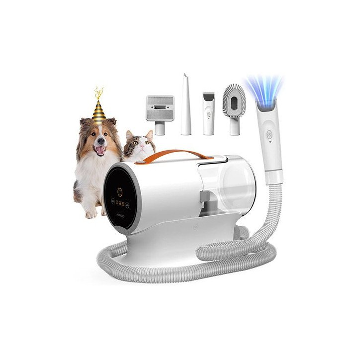 שואב לחיות Airrobo PG100 עם ערכת טיפוח לניקוי פרווה כולל קוצץ שיער