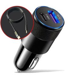 מטען מהיר לרכב 15W דגם IVC-CRG-CTC יציאות USB-A + USB-C - כולל כבל