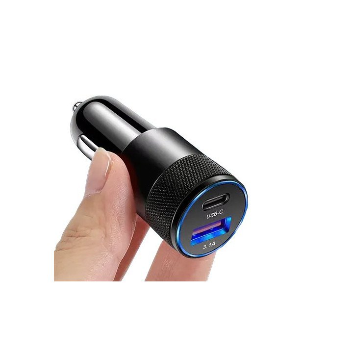 מטען מהיר לרכב 20W דגם IVC-CRG יציאות USB-A + USB-C - ללא כבל