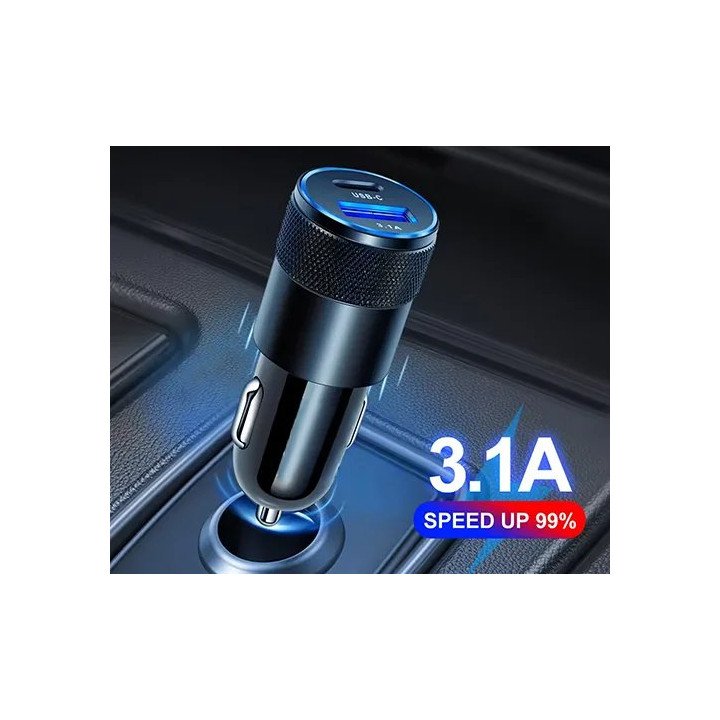 מטען מהיר לרכב 20W דגם IVC-CRG יציאות USB-A + USB-C - ללא כבל