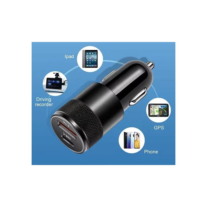 מטען מהיר לרכב 20W דגם IVC-CRG יציאות USB-A + USB-C - ללא כבל