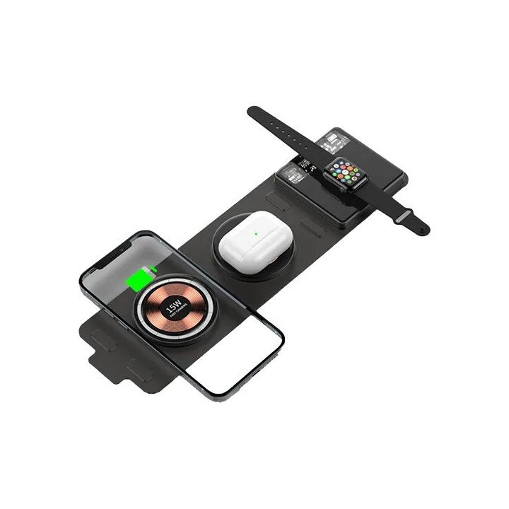 מטען אלחוטי 3 ב 1 למוצרי אפל Super Mobile דגם TH01 לאייפון + שעון Appl