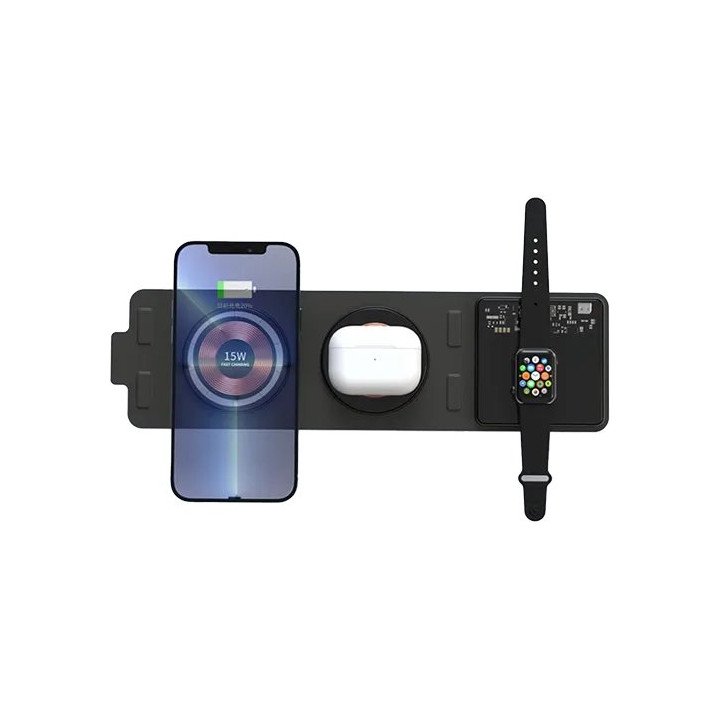 מטען אלחוטי 3 ב 1 למוצרי אפל Super Mobile דגם TH01 לאייפון + שעון Appl