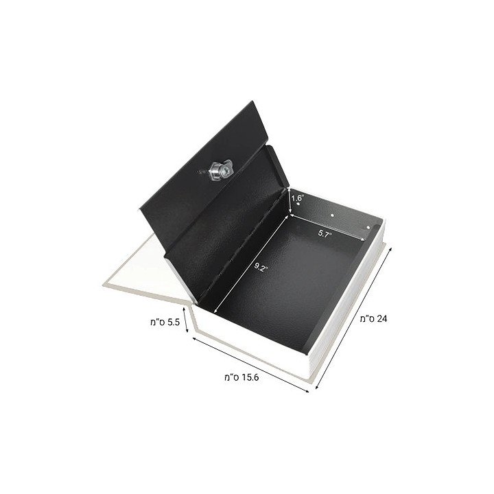 כספת בעיצוב ספר - מידות 24x15.6x5.5 ס''מ כוללת 2 מפתחות - בסגנון פריז 