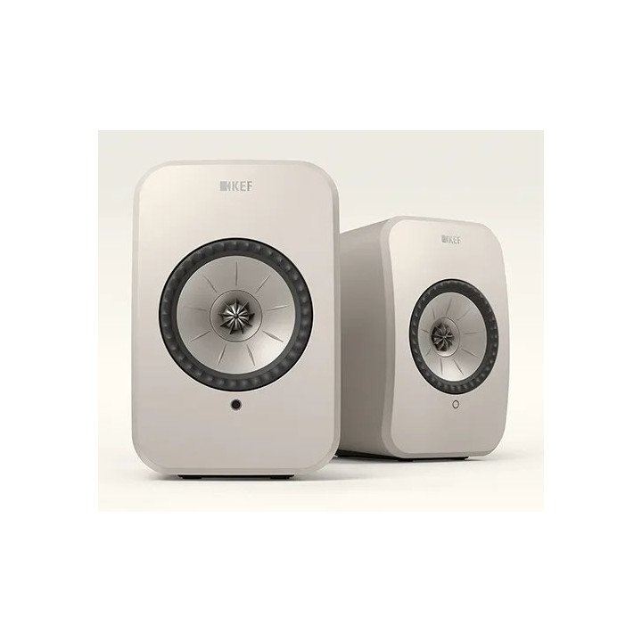 רמקולים מוגברים HiFi אלחוטיים KEF LSX II LT בצבע לבן אבן