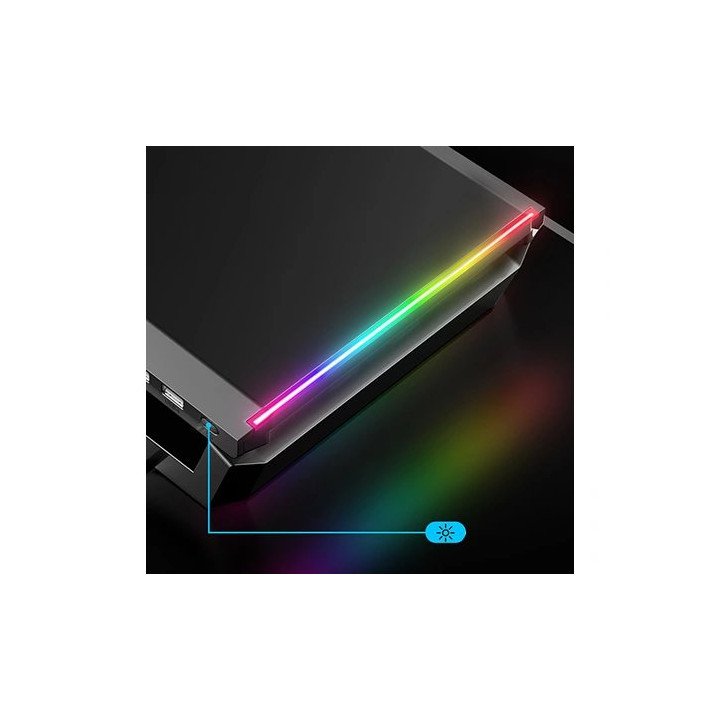 מעמד הגבהה למסך מחשב עד 27 אינץ' - תאורת RGB - שחור - Super Peripheral