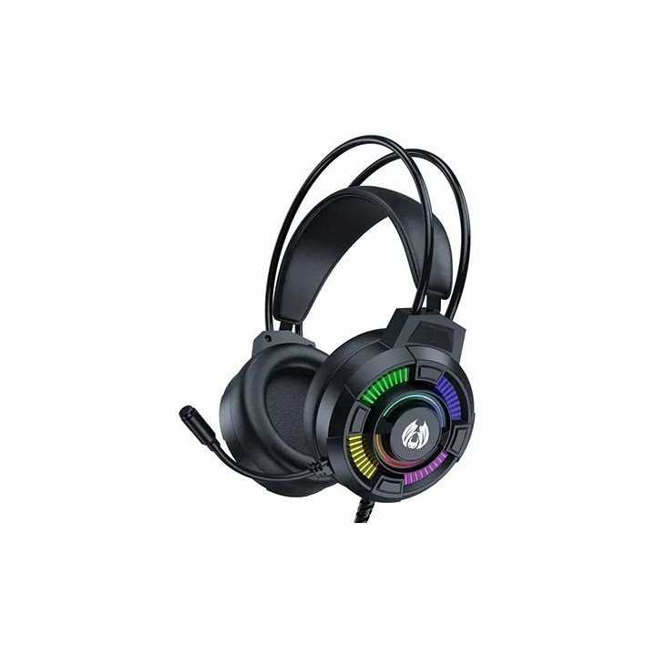 אוזניות גיימינג עם מיקרופון JW-H81 בצבע שחור עם תאורת RGB