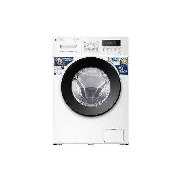 מכונת כביסה 9 קילו פתח קדמי 1400 סל"ד Ambassador BLDC inverter AM90-F1